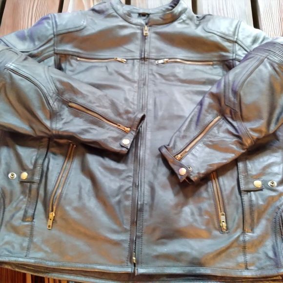 M-BOSS Black Premium Leather Conceal Carry Armored Motorcycle Jacket Lined XL - Picture 1 of 16
